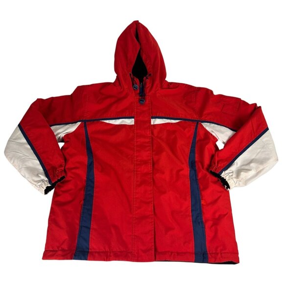 New York Classics Windbreaker Hooded Jacket Men's Sz M Red White Blue Reversible - Picture 1 of 8